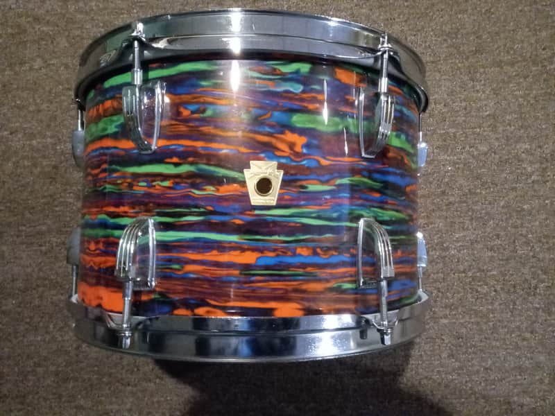 Ludwig 8X12 TOM LATE 70'S OR EARLY 80'S - PSYCHEDELIC RED WRAP image 1