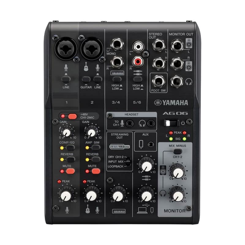 Yamaha AG06MK2 6-Channel Live Streaming USB Audio Interface Mixer, Black image 1
