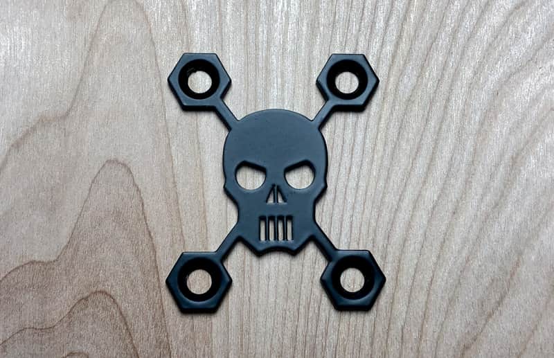 Skull Neck Plate For Bolt On Neck Guitar or Bass - Industrial Black Finish image 1