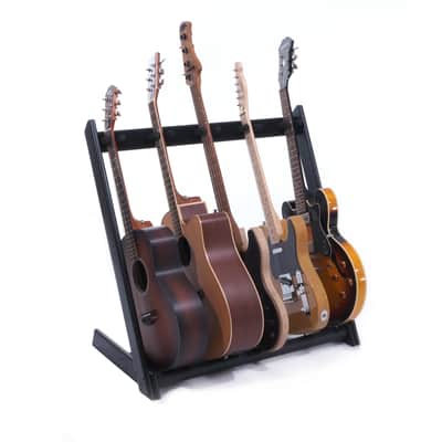 Ruach GR-2 Customisable 5 Way Guitar Rack and Holder for Guitars and Cases - Black image 1