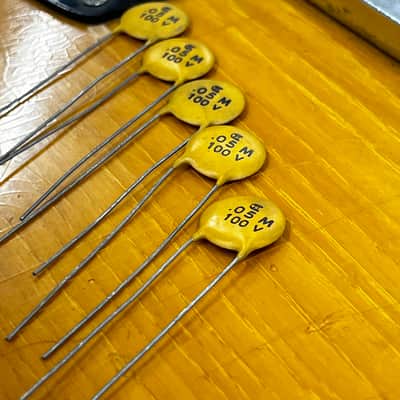 (1) Reproduction 1960's 1970's ceramic telecaster Stratocaster capacitor cap circle D .05 100v round dime fender image 5