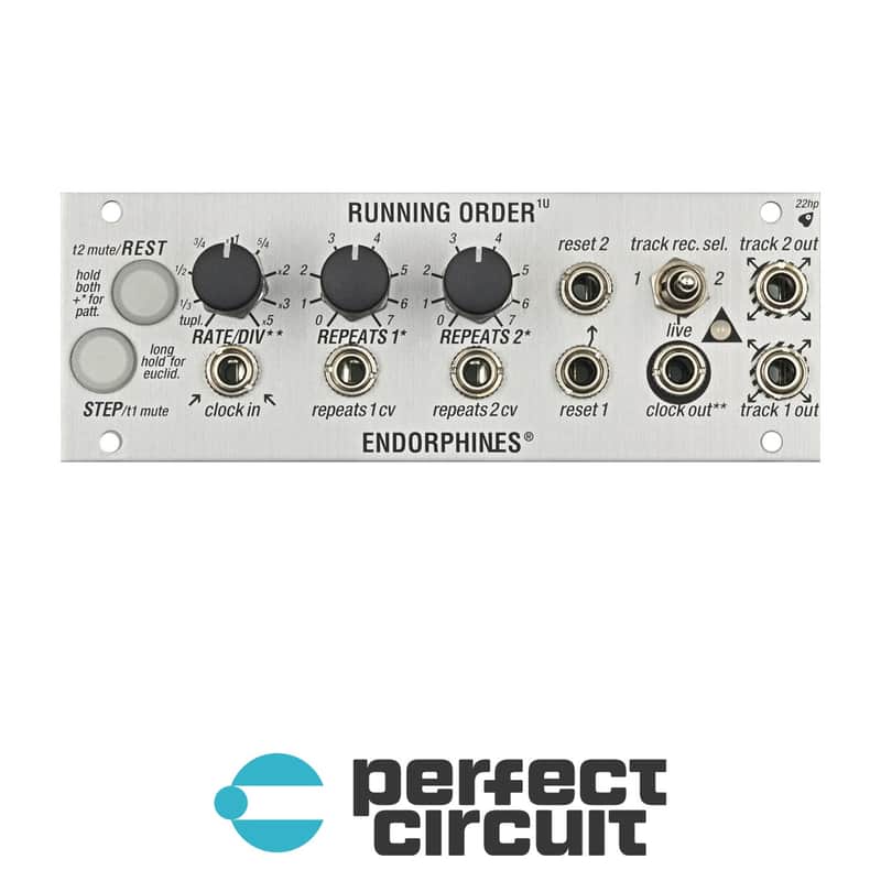 Endorphin.es Running Order 1U Two-Track Trigger Sequencer (Silver) image 1