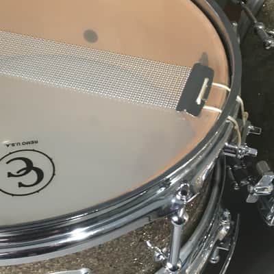 C&C Custom 2 Piece Jazz Bop Kit 18” Bass + 13” Snare Ginger / Champagne Glass Glitter Made in USA Maple Shells image 7