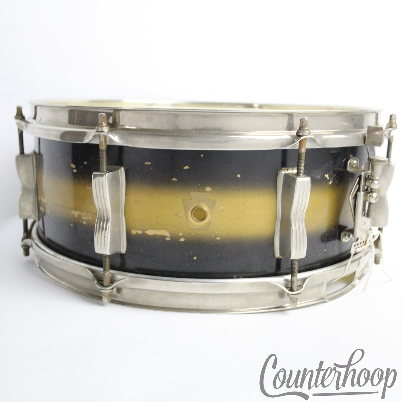 Ludwig WFL 14x5"Jazz Festival Snare Drum Black/Gold Duco Brass Rims Vintage 50s — main photograph