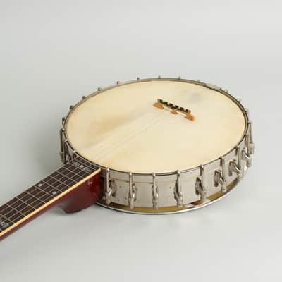 Fairbanks Senator No. 1 5 String Banjo (1905), ser. #23077, brown alligator chipboard case. image 12