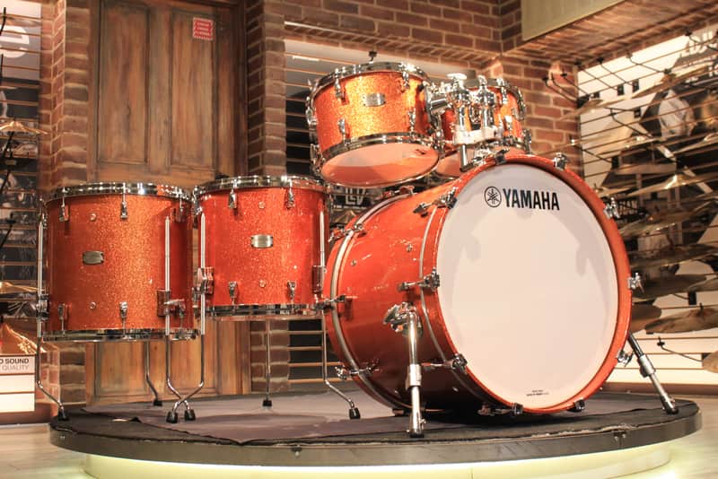 Yamaha Absolute Hybrid Maple 5-pieces Orange Sparkle Drum Set - Demo! image 1