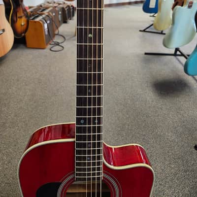 Used Ventura V3RED Acoustic-Electric Guitar - Red w/ Soft Case image 5