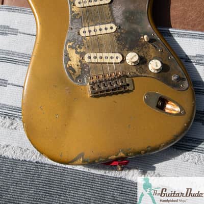 1981 Fender Gold on Gold Dan Smith Strat - Ultimate Road Worn Greenie MOJO Master - Pro Set Up w Perfect Frets/Action/Intonation! image 4