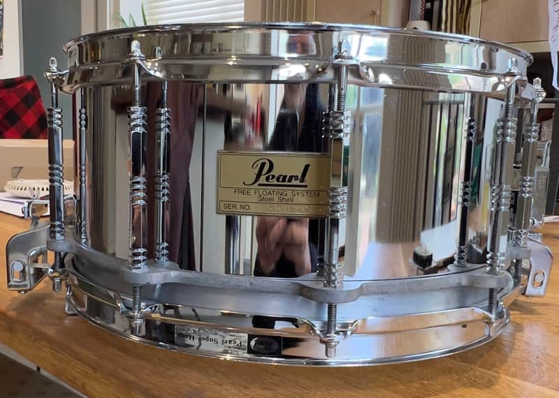 Pearl AL-814D Free-Floating Aluminum 14x6.5" Snare Drum (1st Gen) 1990 - 1991 - Silver image 1