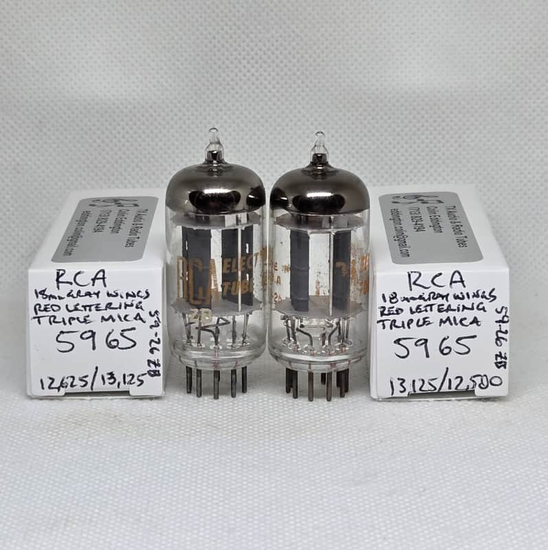 RCA 5965 Gray Plate Triple Mica Well Matched (8.3%) Pair NOS 12AT7 12AV7 5965A image 1
