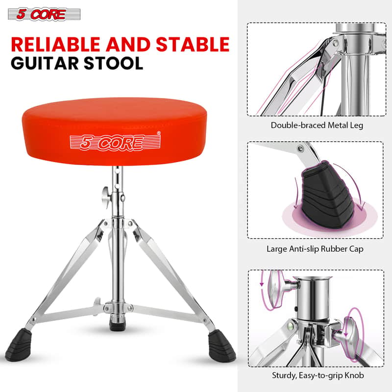 5 Core Drum Throne 3" Padded Drum Seat Height Adjustable Drumming Chair for Practice and Performance image 1