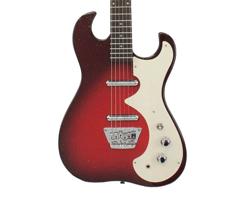 Silvertone 1449 Series Double Cut Guitar - Red Silver Flake Burst image 1