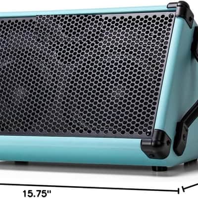Powered Acoustic Guitar Amplifier- Portable Bluetooth Speaker 80W W/Battery with Reverb Chorus Delay Effect, 6 Inputs,3 Band EQ, Blue image 2