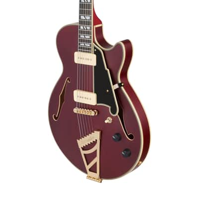D'Angelico Deluxe Mini Dc Single Cutaway w/ stairstep tailpiece Satin Trans Wine image 5