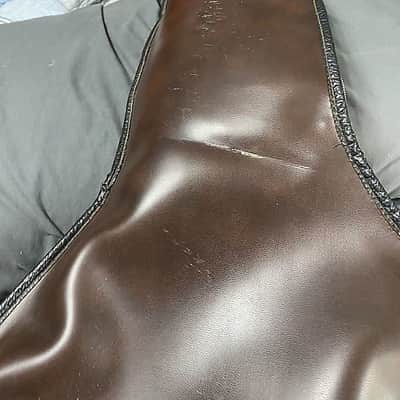 Manny's Victoria Luggage Premium Faux Leather Gig Bag.. fits Casino, Gibson Es bodies 1960s-1970s - Faux Leather Brown.. Green padded Felt liner image 14