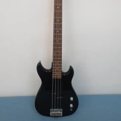 Vintage 1980s 1990s Memphis Teisco Bass Guitar K Mart Brand Mini Black Metal Head Shredder Travel Kids Guitar Youth Junior 3/4 Travel Office Tour Bus Backstage Warm Up Lightweight