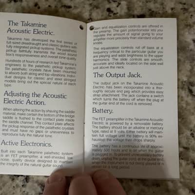 Takamine Owners Manual Hang Tag Nice New Old Stock 1978 EF F132s 360 400 340 image 8