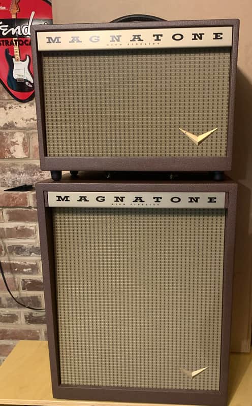 Magnatone Starlite Stack: Starlite 5-watt 1 x 8-inch Tube Combo Amp with matching Satellite 1X12-inch Ext. Cabinet w/ Magnatone covers. Mint and unused. image 1