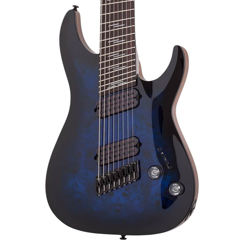Schecter Omen Elite-8 8-String Multiscale Guitar - See-Thru Blue Burst image 1