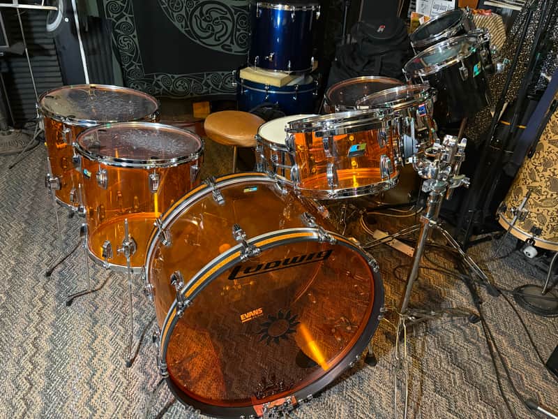 Ludwig Vistalite 9 pc BIG ZEP KIT Amber clear image 1