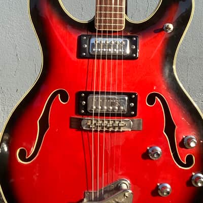 Ibanez Model 1910 1972 Red Sunburst Semi-Hollow Body Electric Guitar image 10
