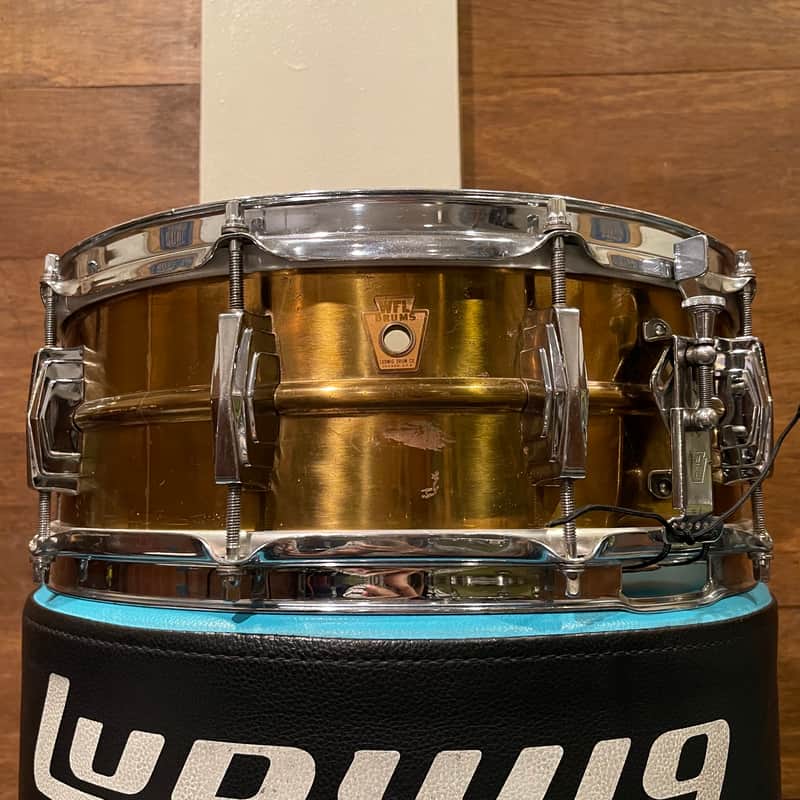 WFL No. 401 Super-Ludwig 5x14" 10-Lug Brass Snare Drum 1958 image 1