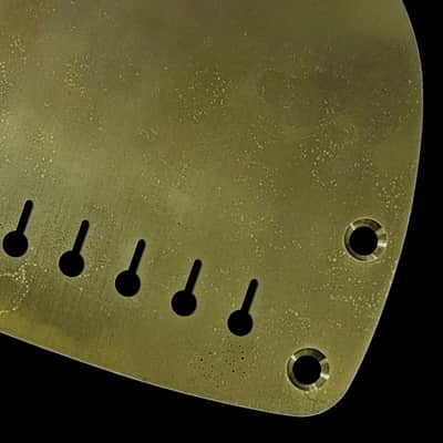 Jazzmaster Jaguar Hardtail Bridge Conversion Plate - 52mm String Spacing - Aged Brass image 4