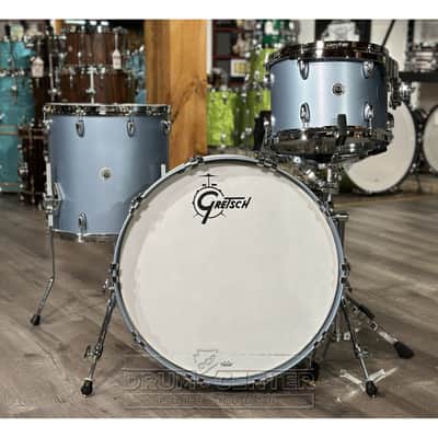 Gretsch Brooklyn 3pc Classic Drum Set Satin Ice Blue Metallic image 2