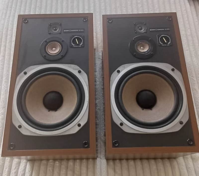 SONY Carbacon / SS-3035 Loudspeakers 1980s - Teak cabinets, with composite front face and material grilles image 1