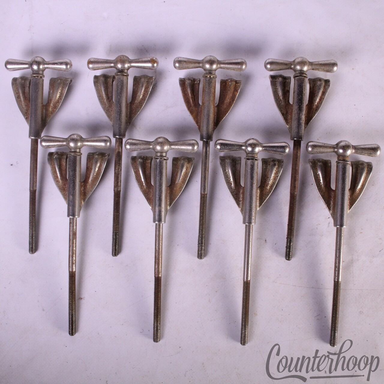 Ludwig 8x Bass Drum Long Bow-Tie Tension T-Rods+Claws 5 1/4"Nickel 50s Club-Date — main photograph