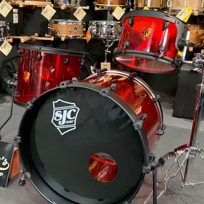 ~NEW~ SJC Josh Dun Torch Red Acrylic 12/16/22" Drum Kit Set w/ Flat Matte Black Hardware image 2