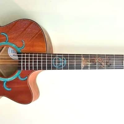 Acoustic Guitar Handmade by Blueberry, 6 String wood Pan God of the Wild Guitar, Custom Handcrafted Wooden Guitar, Grand Concert Guitar image 16