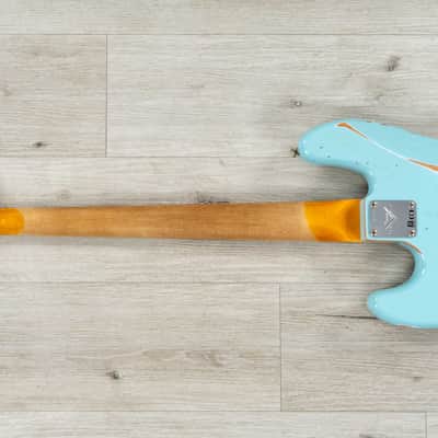 Mint Fender Custom Shop 1961 Jazz Bass Heavy Relic, 3A Rosewood Fingerboard, Faded Aged Daphne Blue image 7