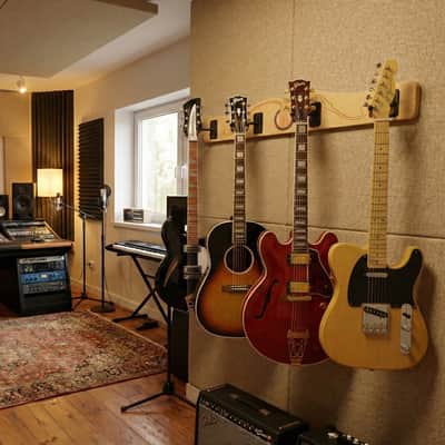 4 Guitar Wall Rack for Acoustics & Electrics - The Pro-File™ | Wall Mounted Multi Hanger | Made in U.S.A. image 3