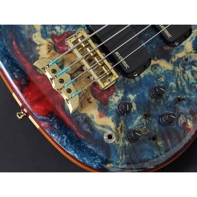 ALEMBIC SCSB4 Buckeye Resin [Stanley Clark Signature Deluxe w/Side LED's Blue] image 4