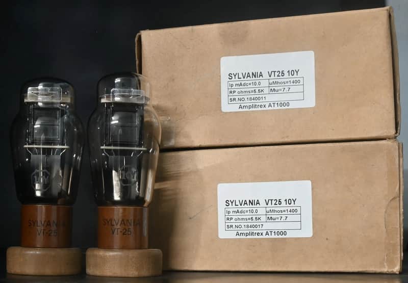 Platinum Matched Pair Sylvania VT25 10Y Leaf Getter USA Made Amplitrex Tested image 1