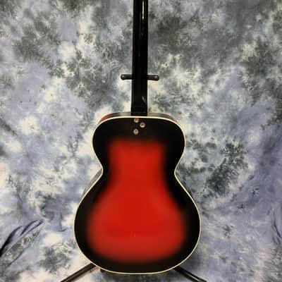 Vintage 1968 Truetone by Kay Archtop Redburst Guitar Pro Setup New Strings Soft Shell Case image 11