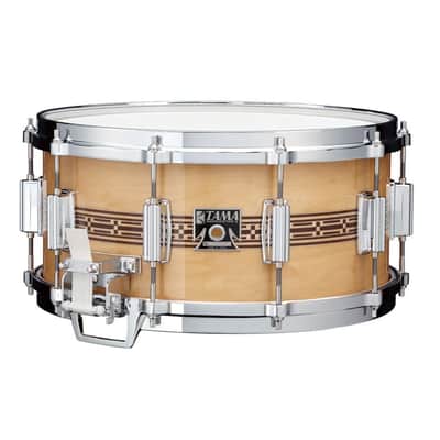 TAMA 50th Anniversary Limited Mastercraft Artwood 9mm 6ply Birch Shell 14 x 6.5-Inch Snare Drum with Multi-Section Contrasting Colored Center Wood Inlay image 2