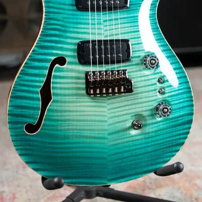 PRS Private Stock Custom 24-08 Semi-Hollow Electric Guitar - Bahamian Blue Glow with Hardshell Case image 3