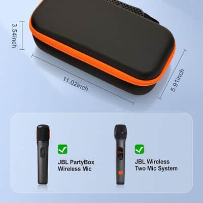Hard Shell Microphone Case for JBL Wireless Two Mic System & PartyBox Wireless Mic, Carrying Travel Mics Storage Bag with 2 Microphone Cover and 2 Silicone Bases for Karaoke Stage Parties image 2