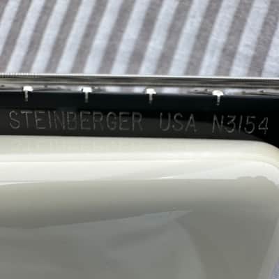 Steinberger XP2A headless bass, 5-bolt GRAPHITE neck, gloss WHITE, Active EMGs, restored by Jeff Babicz, with OEM gig bag, set of light Double-Ball strings, STADB04 single-ball string adapter, hex wrench image 9