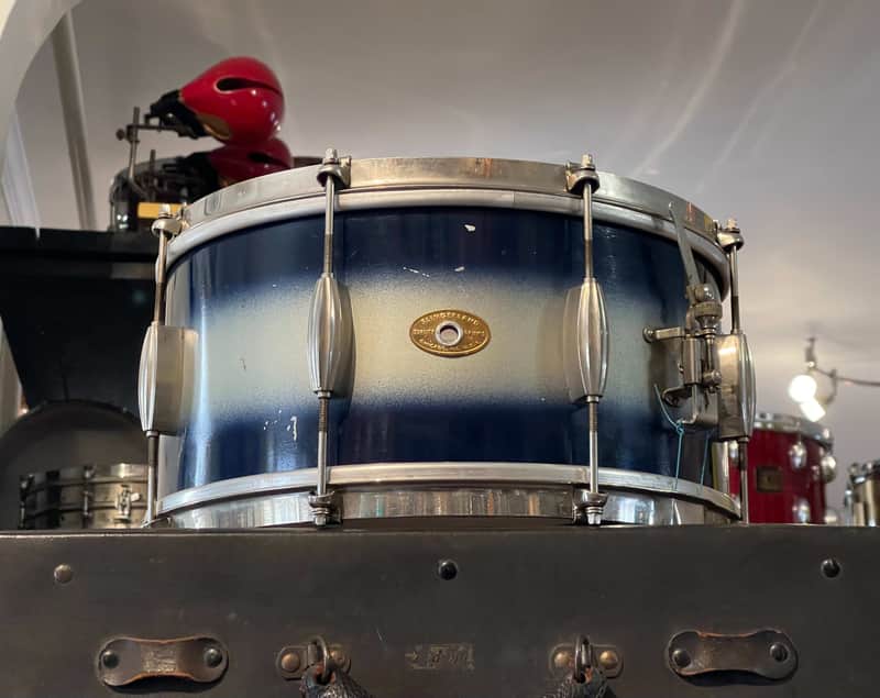 1950's Slingerland 6.5x14 Blue & Silver Duco Student Model Radio King Snare Drum image 1