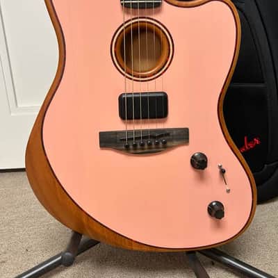 Fender Limited Edition American Acoustasonic Jazzmaster Acoustic Electric Guitar - Shell Pink image 2