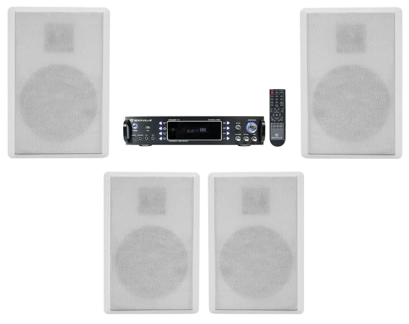 Rockville Bluetooth Receiver+(4) 5.25" White Wall Speakers 4 Restaurant/Bar/Cafe image 1
