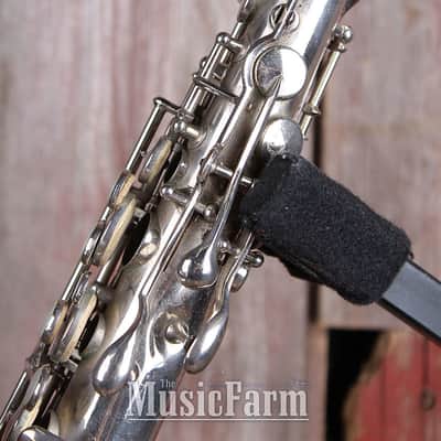 H N White King Vintage 1920s C Melody Saxophone Silver Made in the USA image 9