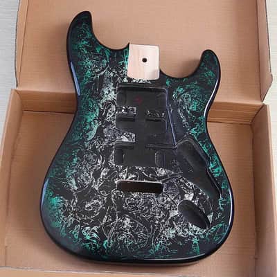 Custom Finish Green Yellow Poplar Wood Guitar Strat Stratocaster Style Body image 6