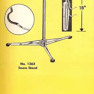 Ludwig (WFL) Snare Drum Stand, Riveted Rubber Feet, Chrome Plated - 1955 / EXCEPTIONAL CONDITION image 8