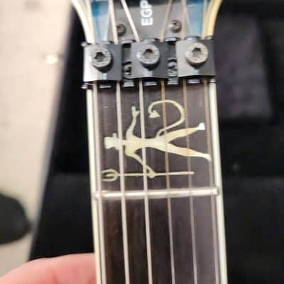 Washburn Boogiebolt Custom Boogie Street guitar with OHSC  Dime Dimebag BSG1 2005 - Blue quilt with abalone lightning bolt inlay image 19