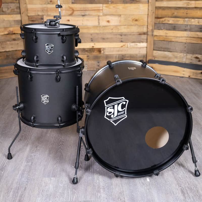 SJC Drums PFK322FBGGW Pathfinder 3pc Kit (8x12,14x16,18x22) - Galaxy Grey, Black HW image 1