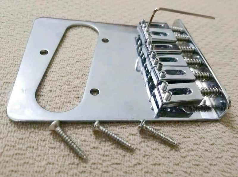 Warmtone Custom Guitars Tele Style Bridge Series #1 6 Saddles Hardtail- Chrome image 1